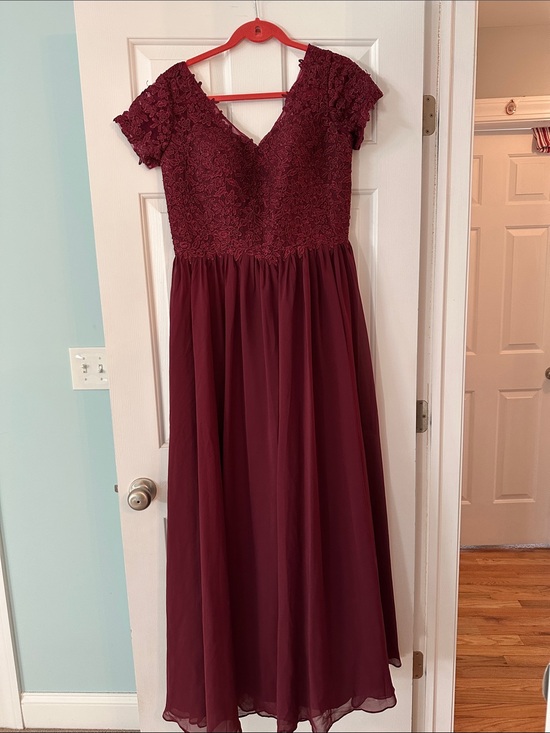 Dresses & Skirts - Burgundy Lace Bodice Chiffon Skirt Dress